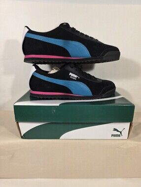 Puma Roma Perf XTG Mens Size 9.5 Black White Caribbean Sea Shoes